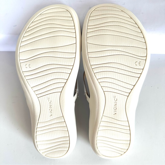 VIONIC RAYSA WHITE PATENT LEATHER SLIP-ON SUPPORTIVE TOE-POST THONG SANDAL Sz8.5 - Picture 10 of 11